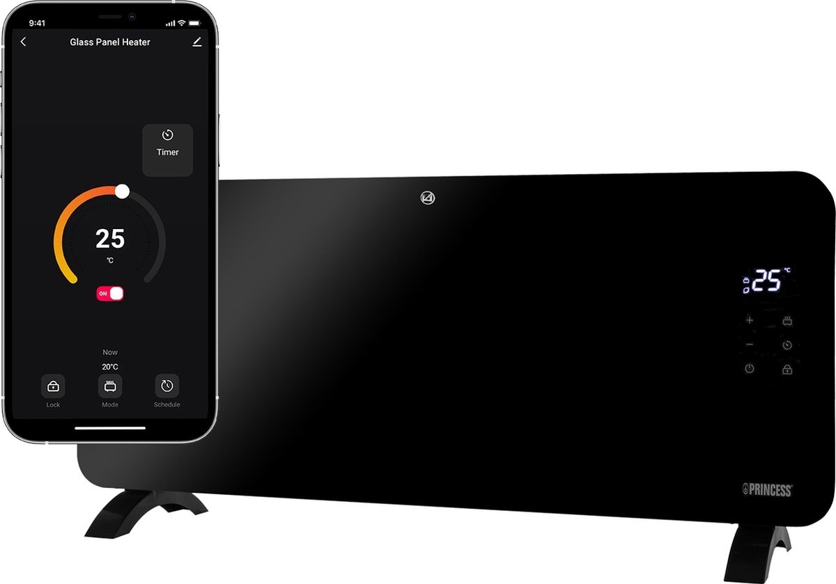 Princess Smart Glazen Paneelverwarmer 2000Z Wi-Fi