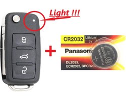 Autosleutel behuizing 3 knoppen + Batterij CR2032 geschikt voor Volkswagen  - Seat -... | bol.com