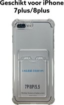 iPhone 7plus/8plus hoesje met pas houder transparant iphone 7plus/8plus back cover doorzichtig card holder iphone 7plus/8plus achterkant