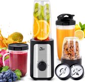 Uten Smoothie Blender - 4-in-1 - 4 Bekers - Smoothie Maker To Go - Mini Blender - 380 Watt - Zilver/Zwart