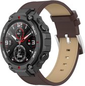 Leer Smartwatch bandje - Geschikt voor Amazfit T-Rex - Pro leren bandje - bruin - Strap-it Horlogeband / Polsband / Armband