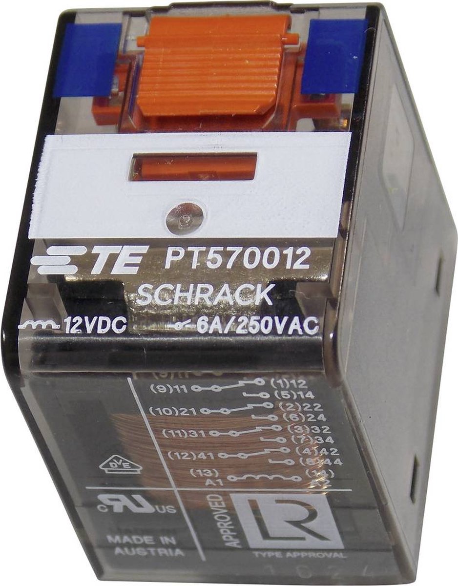 TE Connectivity PT570012 Miniatuurrelais 12 V/DC 6 A 4x wisselcontact 1 stuk(s)