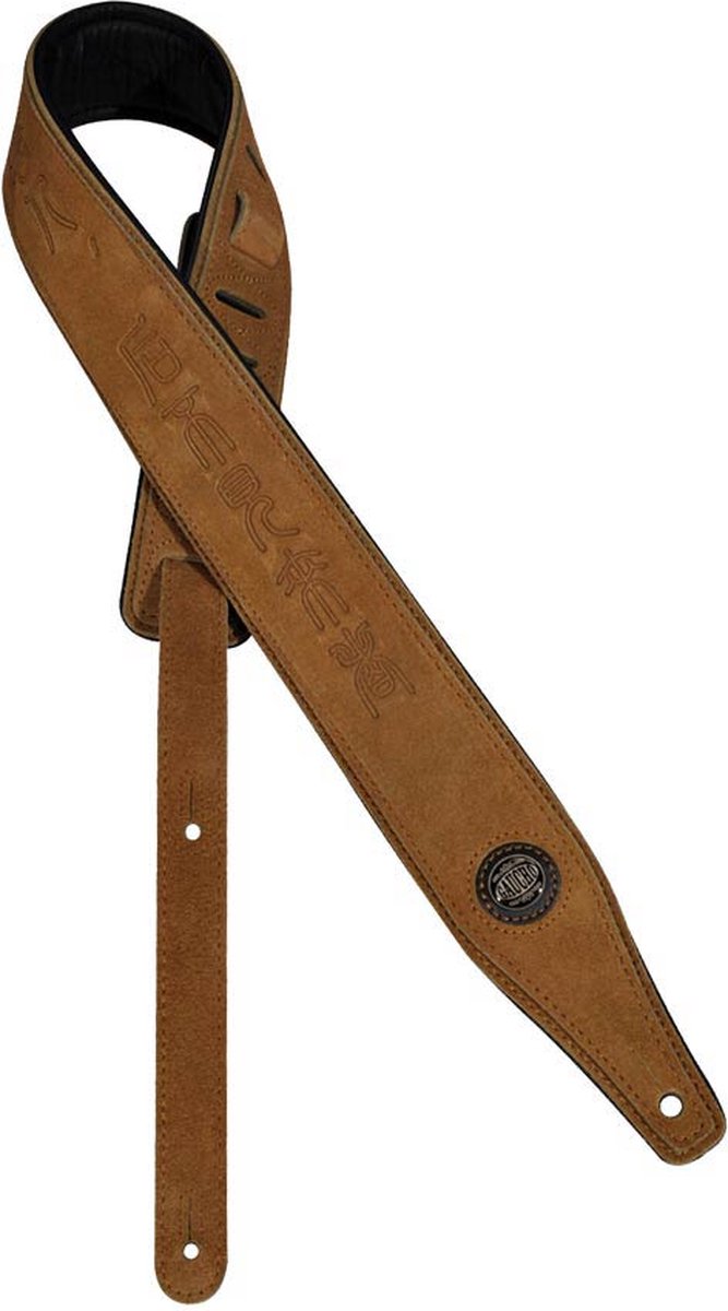 Gaucho GST-662-LBR gitaarriem, topkwaliteit suede, lichtbruin