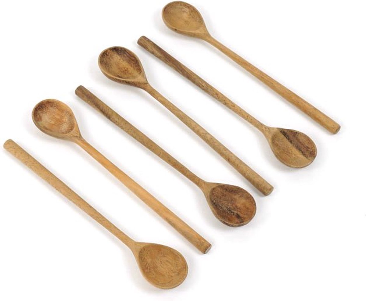 Theelepels (set van 6) acaciahout - lengte 15cm