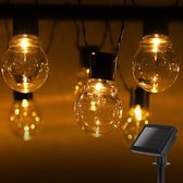 Aigostar Solar Lichtsnoer - Lichtslinger op Zonne-energie - Lampjes Slinger - 20 Transparante LED - 3000K - 5.8 Meter - 10VRG