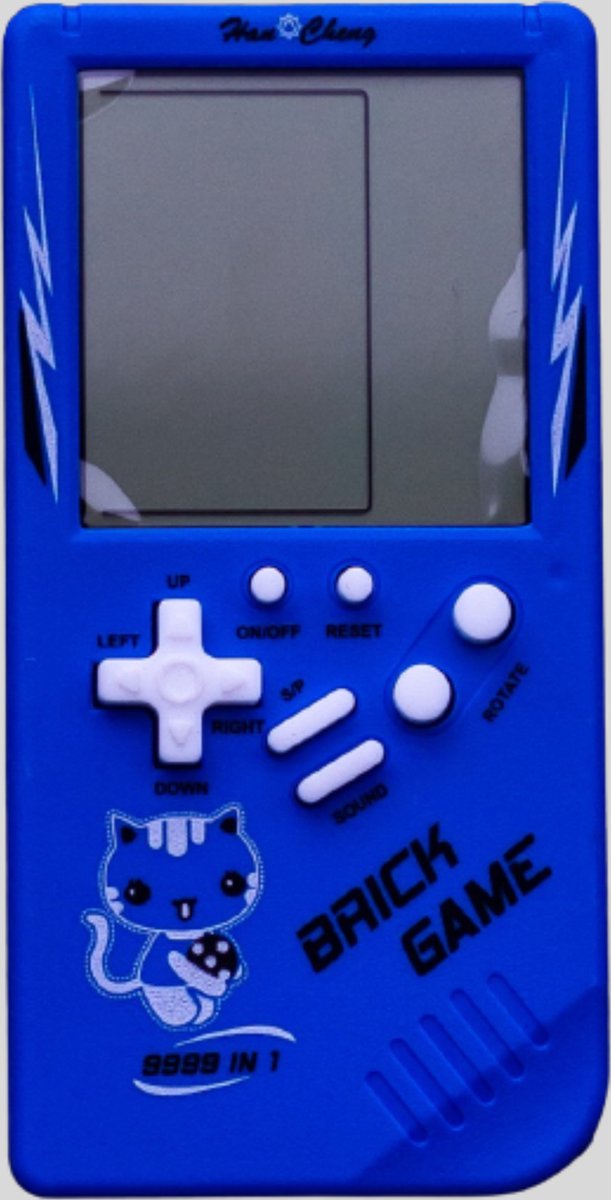 Brickgame Handheld Spelcomputer - Extra Groot Scherm - Tetris - Classic game - Retro spel - Blokken - Blauw - Merkloos