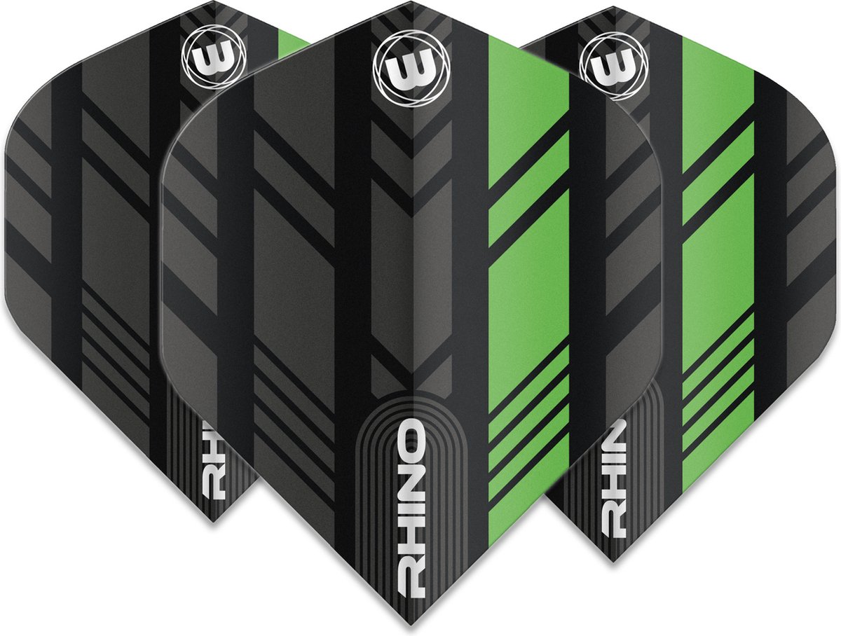 WINMAU - Rhino Zwart en Groen Dartvluchten - 1 set per pakket (3 dartvluchten in totaal)