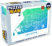 Puzzel Stadskaart - Lelystad - Blauw - Nederland - Legpuzzel - Puzzel 1000 stukjes volwassenen - Plattegrond