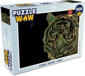 Puzzel Tijger - Zwart - Grijs - Legpuzzel - Puzzel 500 stukjes