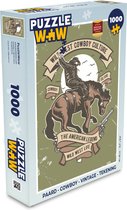 Puzzel Paard - Cowboy - Vintage - Tekening - Legpuzzel - Puzzel 1000 stukjes volwassenen