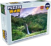 Puzzel Zonsondergang achter hoge waterval in Costa Rica - Legpuzzel - Puzzel 1000 stukjes volwassenen