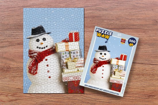 Puzzle Un bonhomme de neige avec des cadeaux de Noël - Puzzle - Puzzle 500 pièces - Noël - Cadeau - Cadeau de Noël pour hommes, femmes et enfants - Sinterklaas cadeaux - Sinterklaas pour les grands enfants