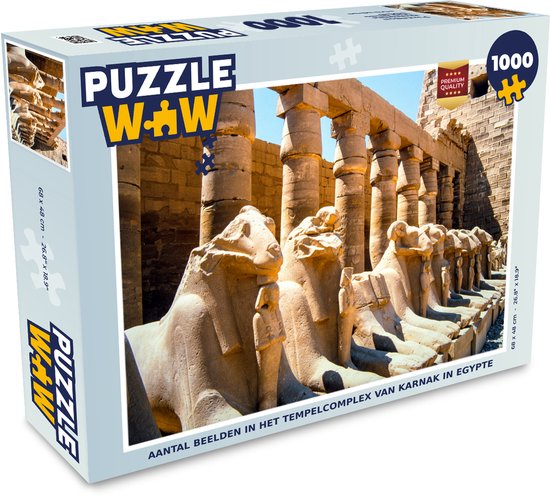 Puzzel Aantal beelden in het tempelcomplex van Karnak in Egypte - Legpuzzel - Puzzel 1000 stukjes volwassenen - PuzzleWow