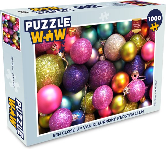 Puzzle Un gros plan de boules de Noël colorées - Puzzle - Puzzle 1000  pièces adultes 