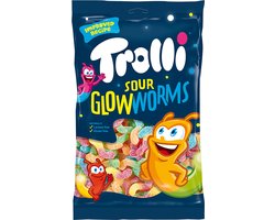 Trolli - Sour Glowwormes -  Zak van 1 kg wormen snoepjes - Lactosevrij  en Glutenvrij