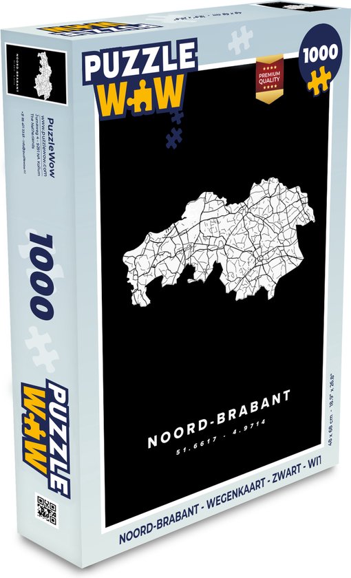 Puzzel Noord-Brabant - Wegenkaart - Zwart - Wit - Legpuzzel - Puzzel 1000  stukjes... | bol.com