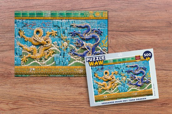 Puzzel Versierde muur met twee draken - Legpuzzel - Puzzel 500 stukjes