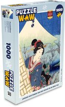 Puzzel Japanse houtsnede van een vrouw en de berg Fuji - Legpuzzel - Puzzel 1000 stukjes volwassenen