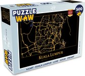 Puzzel Kaart - Kuala Lumpur - Luxe - Goud - Zwart - Legpuzzel - Puzzel 500 stukjes