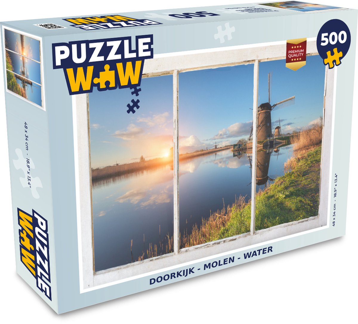 Puzzel Doorkijk - Molen - Reflectie - Legpuzzel - Puzzel 500 stukjes
