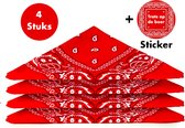 Boerenzakdoek Rood - Rode Zakdoek - Boerenzakdoek - Bandana -Unisex - 55 cm x 55 cm - 4 Stuks + Boerensticker