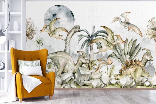 Papier Peint - Papier Peint Papier peint photo Dinosaurus - Enfants - Décoration Jungle - Largeur 390 cm x Hauteur 260 cm