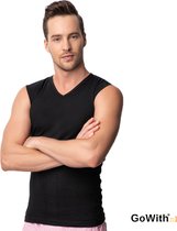 3 pack-V hals Heren Mouwloos Singlet-100% Katoen-Onderhemd Heren-Zwart-Maat XL