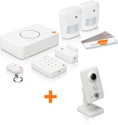 WoonVeilig Voordeelbundel - Slim Draadloos Alarmsysteem & Binnencamera - Inbraakbeveiliging met AI-Detectie & Direct bericht met opname bij onraad - Inclusief Huiscentrale & Sensoren