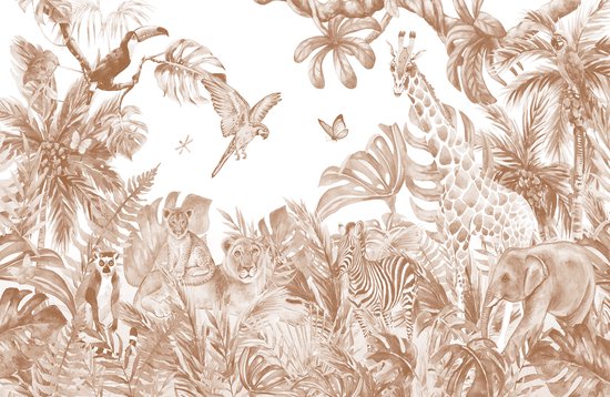 Fotobehang - Behang - Jungle Terracotta - Vliesbehang - 368 x 280 cm