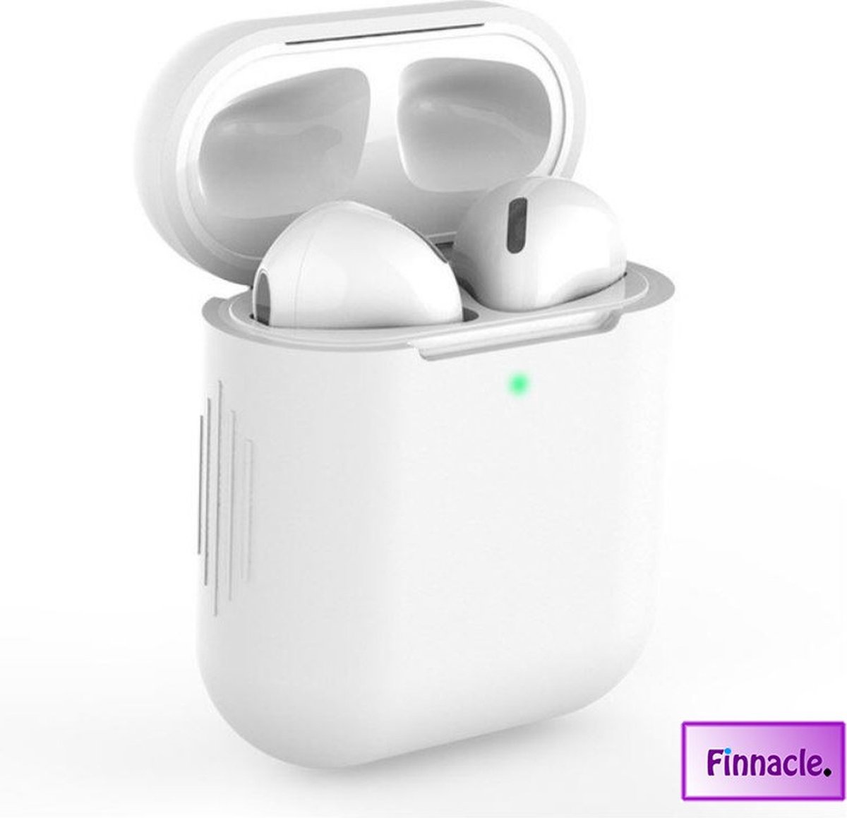 Finnacle - Hoesje geschikt voor Apple AirPods 1 / 2 - Wit - Siliconen - Case - Cover - Soft case