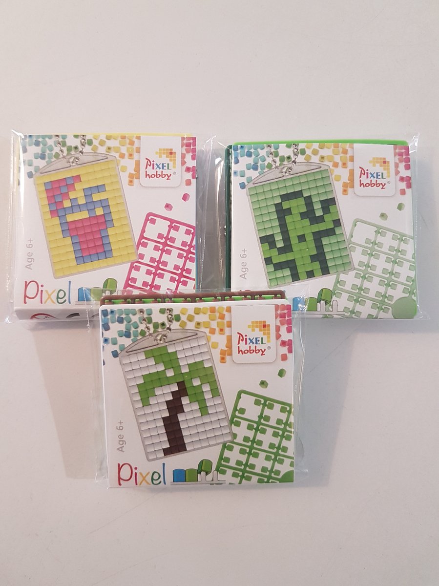 SET 3 PIXELHOBBY MEDAILLONS CACTUS-COCKTAIL-PALMBOOM