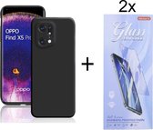 Hoesje Geschikt voor: Oppo Find X5 Pro Silicone - Zwart + 2X Tempered Glass Screenprotector - ZT Accessoires