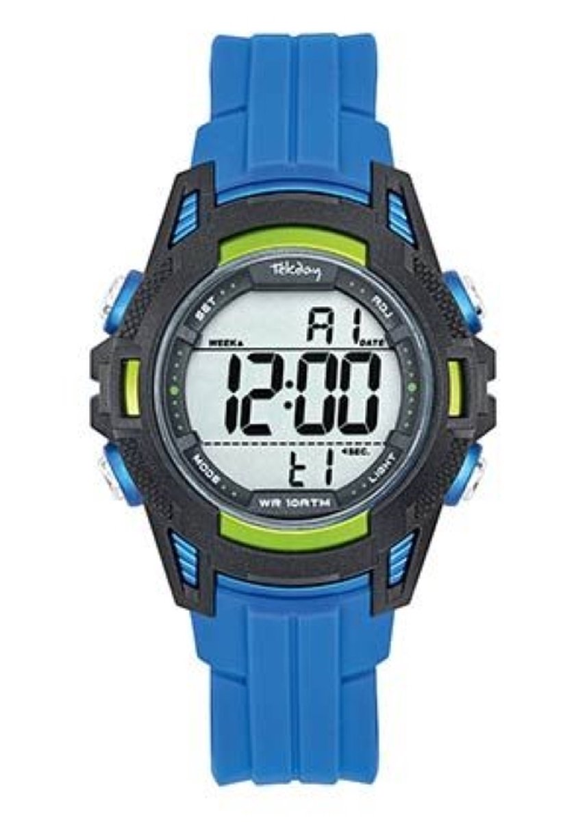 Tekday-Digitaal horloge-Blauwe Silicone band-waterdicht-sporten-zwemmen-38MM-Sportief