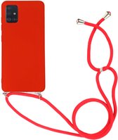 RNZV - Samsung A71 Siliconen telefoonhoesje met koord - Rood