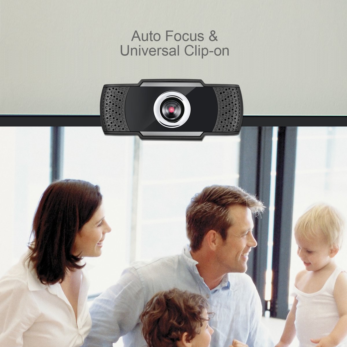 Adesso CyberTrack H4 Webcam 1080p Full HD - Met Microfoon - Plug & Play - Zwarte/grijs - Auto Focus Lens - Verstelbaar - 2.1 mega pixel