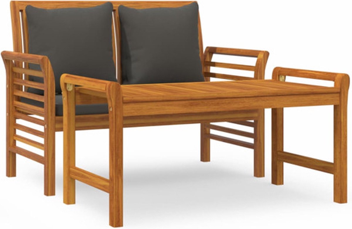 vidaXL 2-delige - Loungeset - met - donkergrijze - kussens - massief - hout Donkergrijs