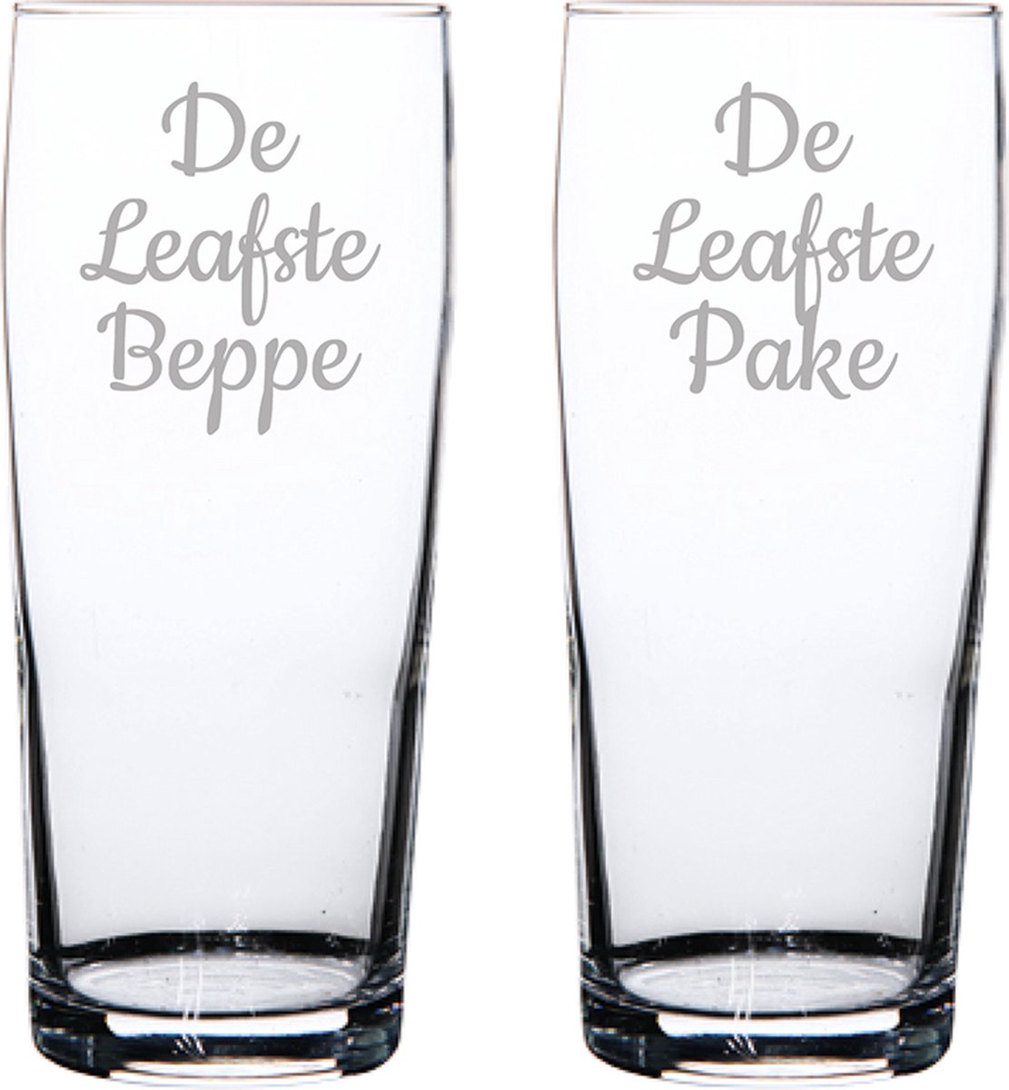 Gegraveerde bierfluitje 19cl De Leafste Pake-De Leafste Beppe