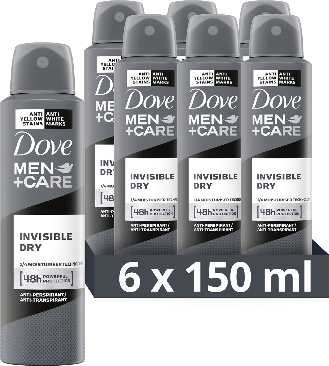 Dove Men+Care Invisible Dry Anti-transpirant Deodorant Spray - 6 x 150 ml - Voordeelverpakking