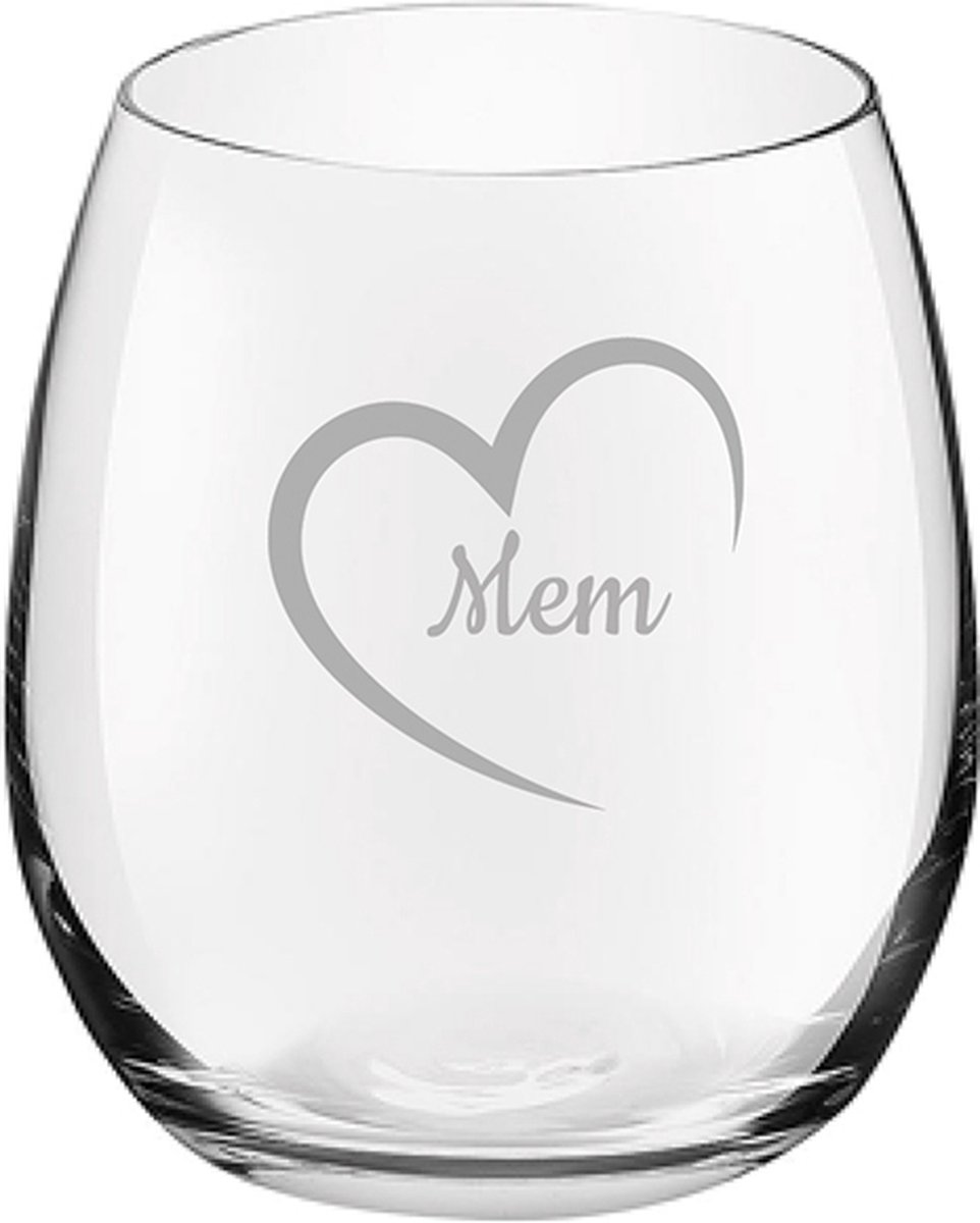 Gegraveerde Drinkglas 39cl Mem mei hert