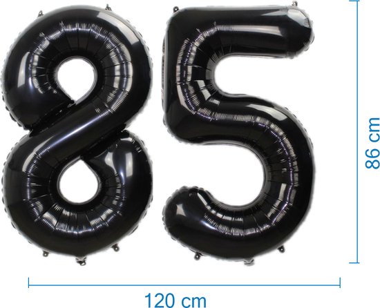 Ballon Feuille Numéro 85 Ans Zwart Décoration Anniversaire Hélium Numéro Ballons Décoration Fête Avec Paille - 86cm