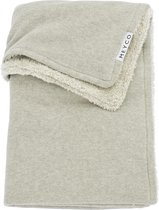Meyco Baby Knit Basic teddy ledikant deken - sand melange - 100x150cm