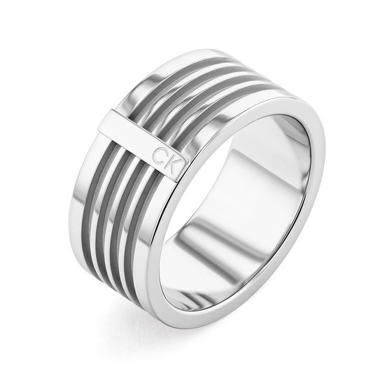 Calvin Klein CJ35000317F Heren Ring - Sieraad - Staal - Zilver - 10 mm breed