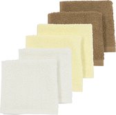 Meyco Uni bavoirs - pack de 6 - tissu éponge - blanc cassé/jaune soft /caramel - 30x30cm