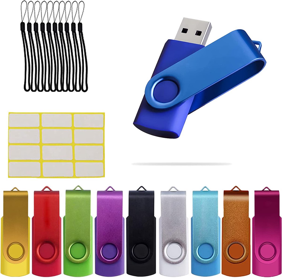 Fenglangrong Fenglangrong Usb-sticks, 5 stuks, USB 2.0, type pendrive, blauw /paars/roze/groen/oranje (4 GB Fenglangrong Fenglangrong Usb-sticks, 5 stuks, USB 2.0, type pendrive, blauw /paars/roze/groen/oranje (4 GB