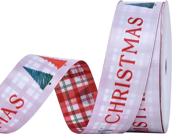 10mm Ruban Noel 2 Rouleaux/45 Mètres Rouge Et Vert Ruban Satin Pour Emballage Cadeau Noel, Decoration Noel Sapin, Couronne De Noel Porte