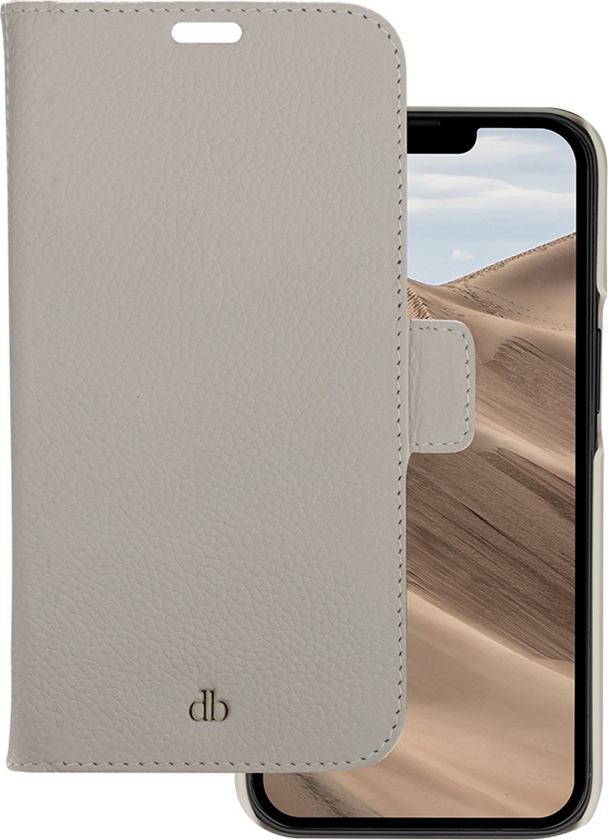 iPhone 14 Pro Max Bookcase hoesje - dbramante1928 - Effen Beige - Leer