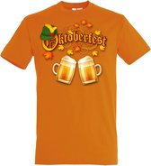 T-shirt Oktoberfest hoed en bier | Oktoberfest dames heren | Tiroler outfit | Carnavalskleding dames heren | Oranje | maat 4XL