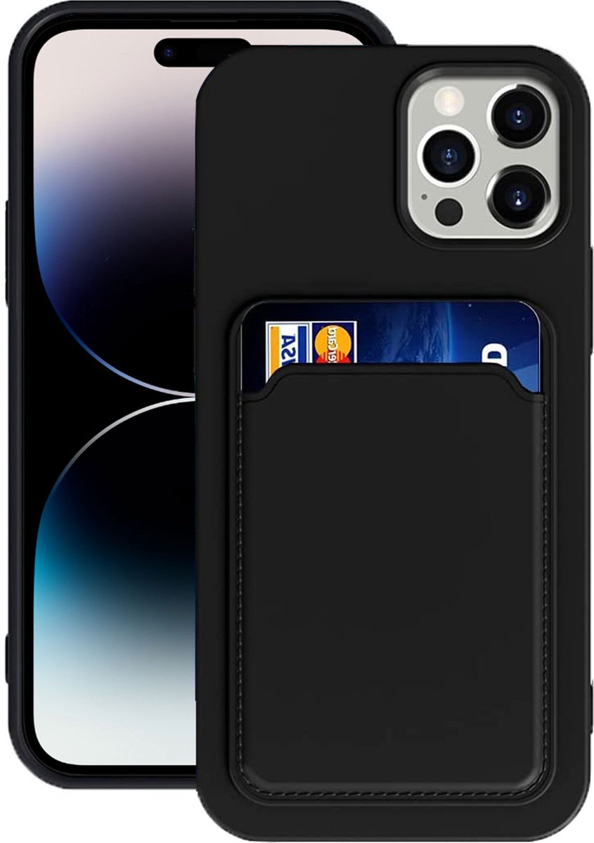 Hoesje Pasjes Houder geschikt voor iPhone 14 Pro Max - Portemonnee - Kaart houder - Zwart