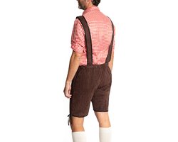 Partychimp Voordelige Korte Lederhosen Man Johann Oktoberfest Heren Lederhosen Man Carnavalskleding Heren Carnaval - Polyester - Donkerbruin - Maat 2XL