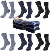 Nakkie's luxe katoenen sokken die niet knellen - 6 paar - Maat 47-50 - Ruime boord - Wijde boord - Naadloos - Blauw mix - Cadeau tip - vaderdag kado tip